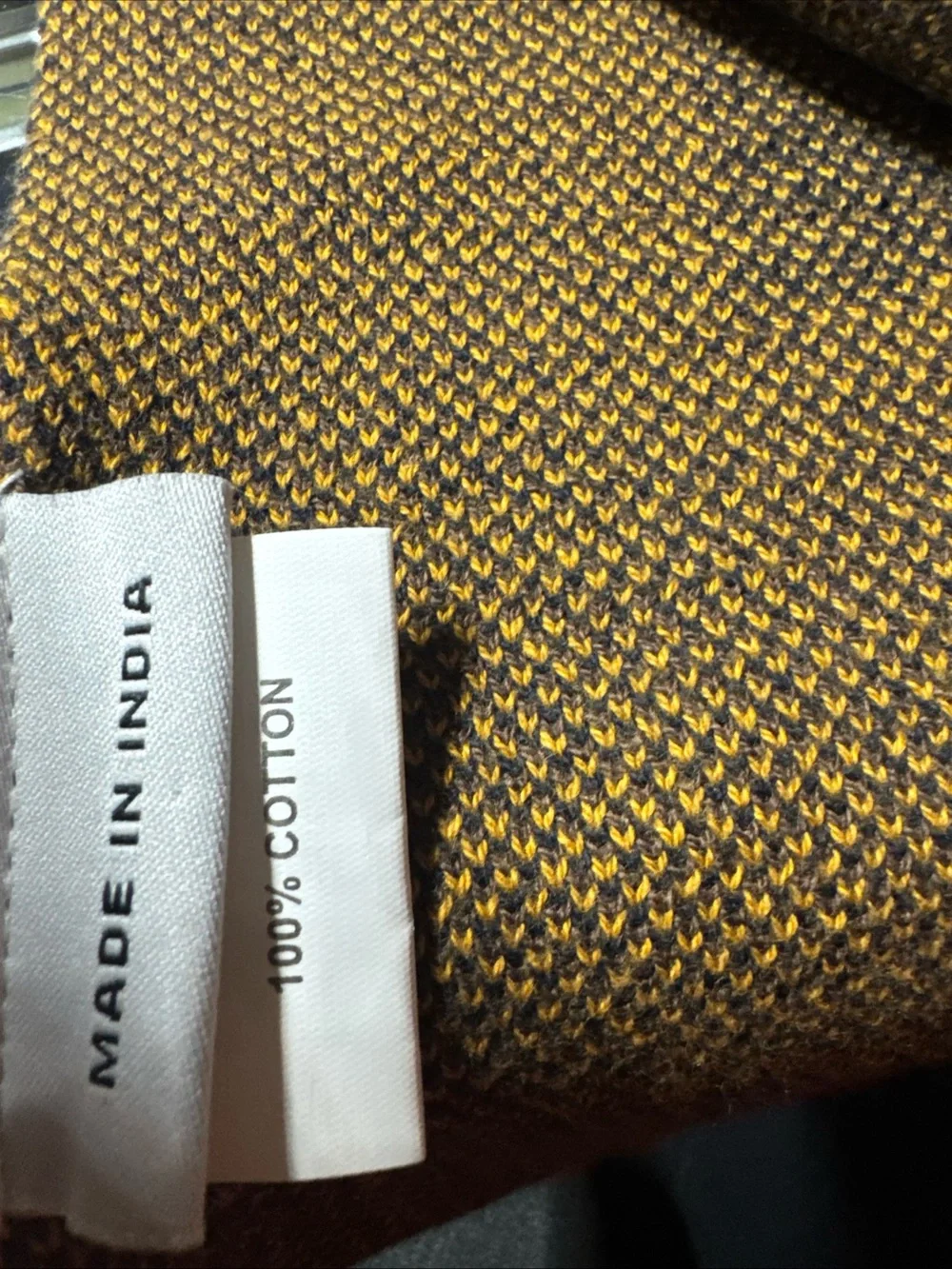 Men's Navy and Mustard Patterned Sweater